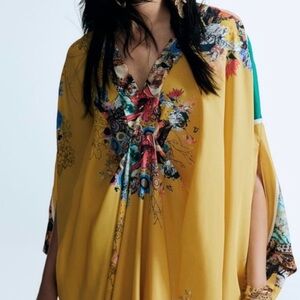 ** NWOT ** Anamika Khanna x H&M Silk-blend floral-motif kaftan dress M/L